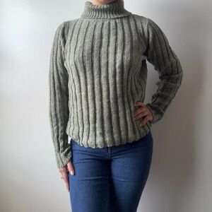 Women's Ribbed Turtleneck Sweater - Gray